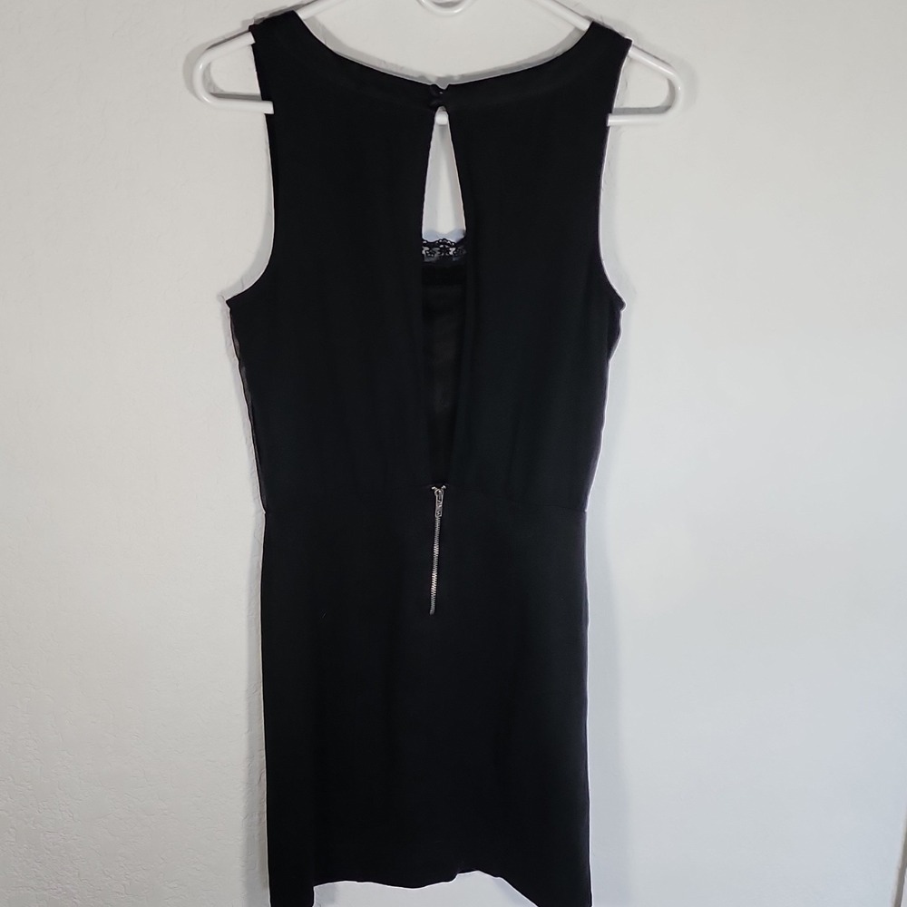 American Eagle Outfitters Black Lined Sheer Sheath Dress S/P Lace Accents - Picture 3 of 7